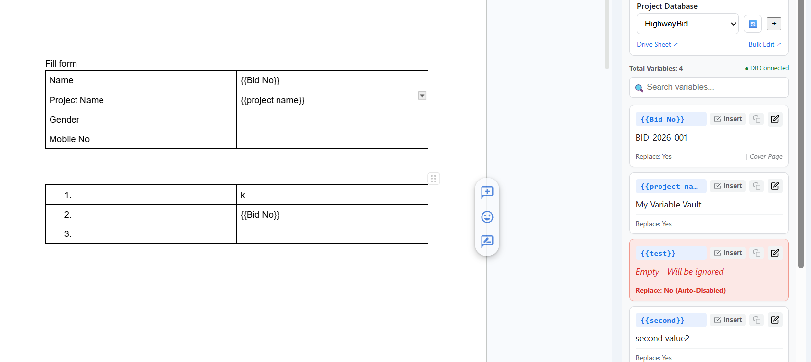 VariableVault Google Docs Integration