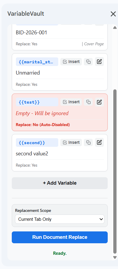 Sidebar footer actions and scope replacement screenshot